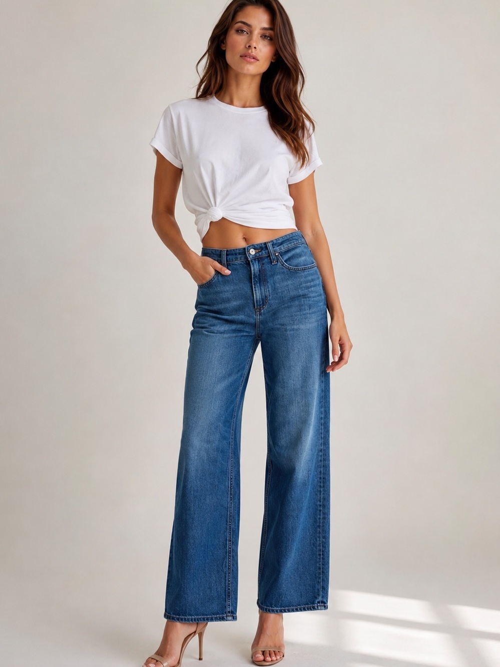 RAG & BONE Lori Mid Rise Wide Leg Jeans Blue Size 26 - Picture 1 of 11